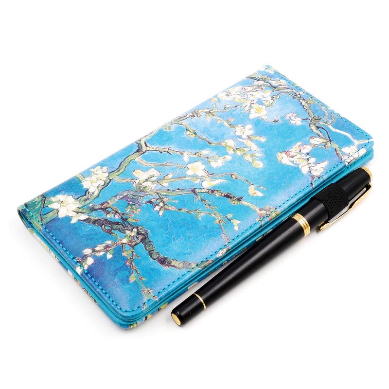 menesia Checkbook Cover for Men & Women RFID Leather Check Book Holder Wallet(Green Flower) - Image 2